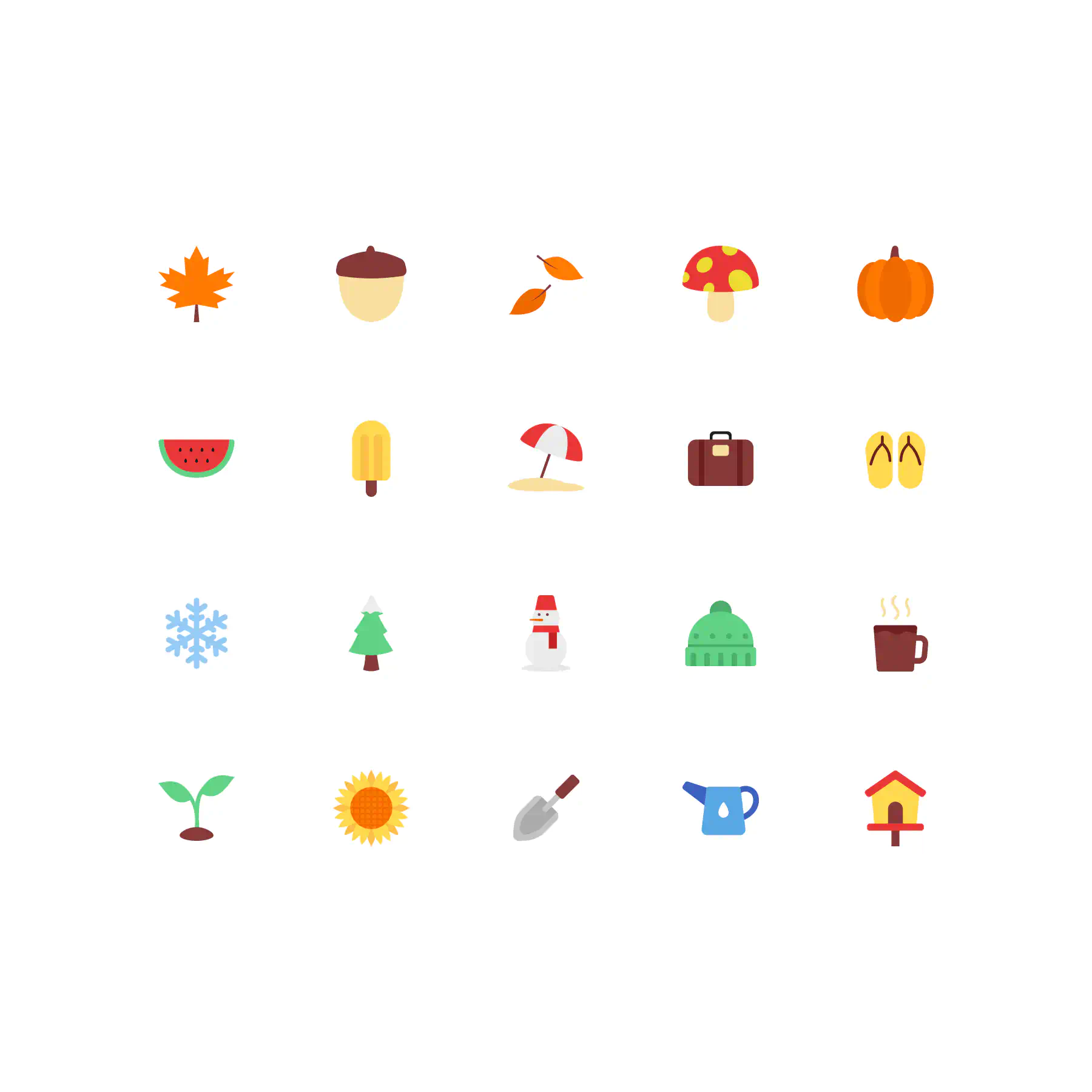 A collection of icons on a white background