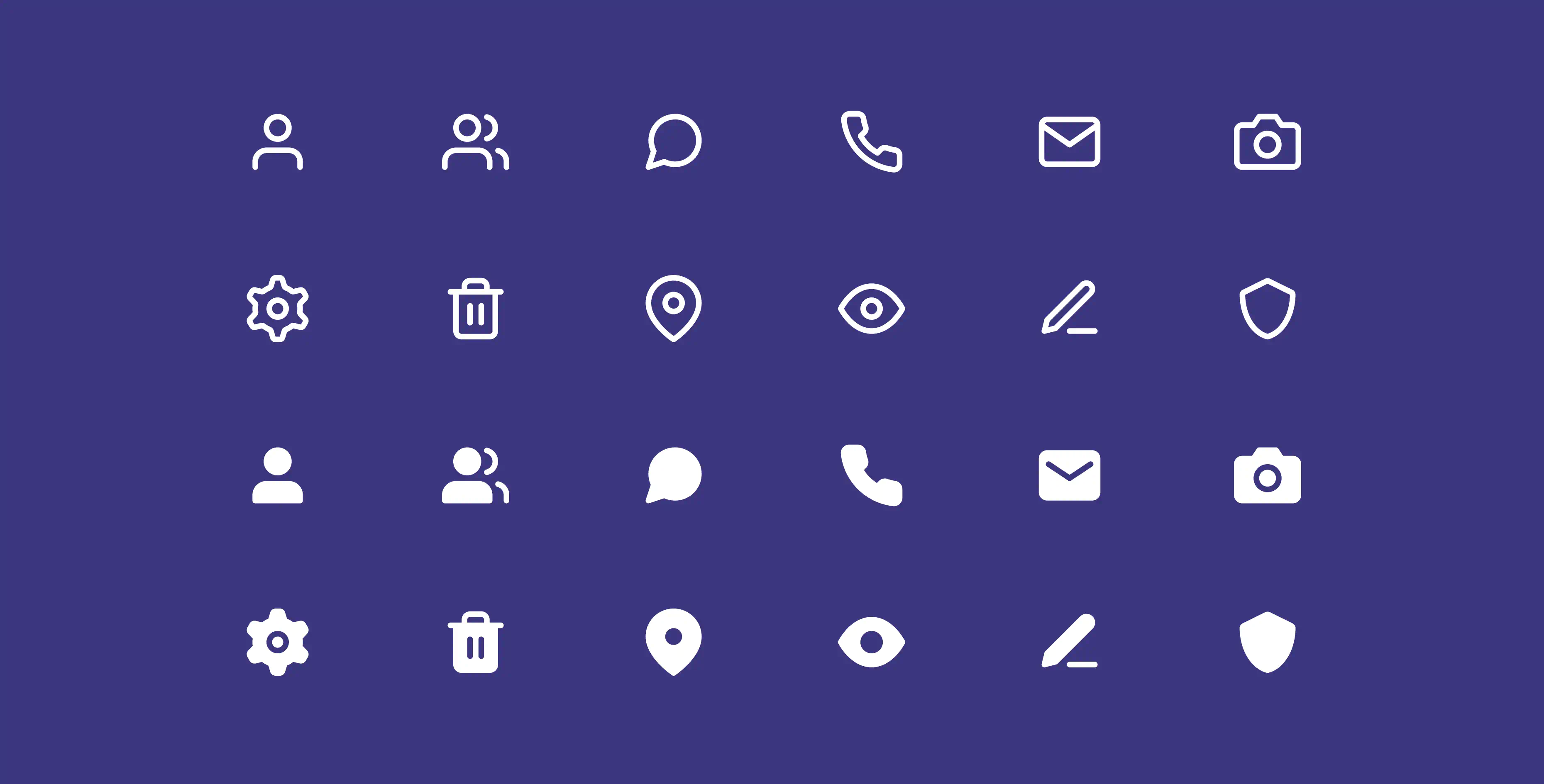 A set of custom-made icon designs for Olark on a blue background 